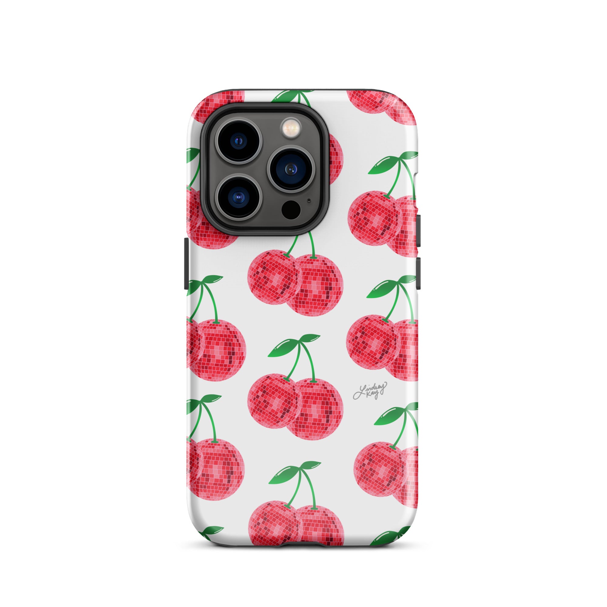 Patrón de cerezas disco rojas - Funda resistente para iPhone®